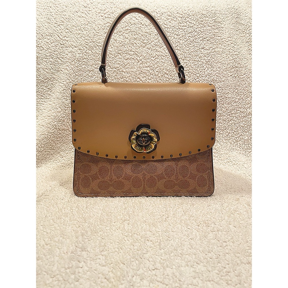 Coach Parker Top Handle In Signature Canvas With Rivets